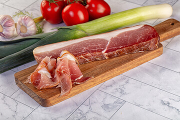 Dry parma pork meat piece