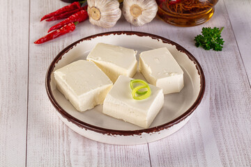 Greek traditional Feta cheese cubes