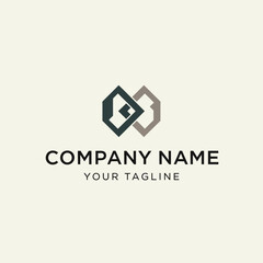 Modern Company Logo Template with Hexagonal Shapes and Placeholder Text.
