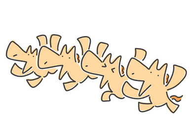 笑顔で新年をお祝いする馬達　応援・ジャンプ・手描き