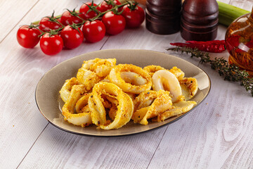 Roasted squid rings snack appetizer