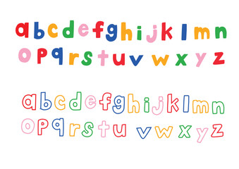 カラフルでポップなポップな手描きのアルファベット小文字
