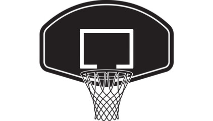Basketball hoop vector illustration simple black and white graphic isolated on a white background for sports design