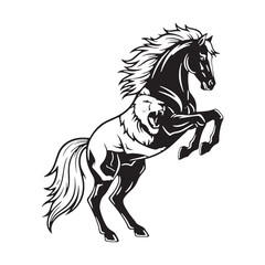 Silhouette of a horse isolated on white background