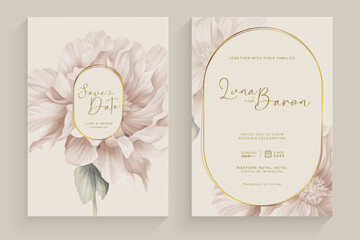 Simple Wedding Invitation Tempate with Aesthetic Flower Watercolor Arrangement