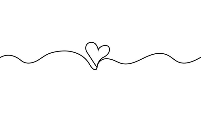Abstract hearts One continuous line drawing on white background. Animation of continuous drawing of heart line.