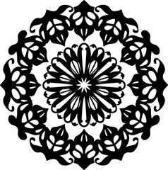 Intricate Black Floral Mandala Design