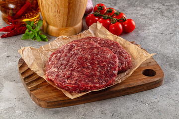 Raw beef burger cutlet for grill