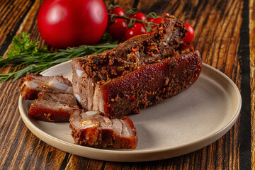 Baked pork belly with spices