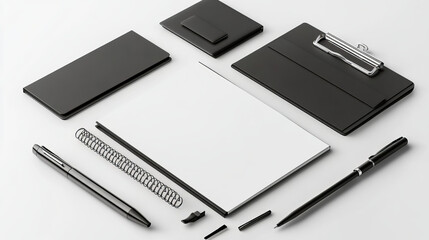Clean Stationery Mockup with Spiral Notebook
