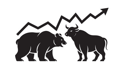 Bull and bear market vector illustration stock market trend concept financial symbol for investment and trading