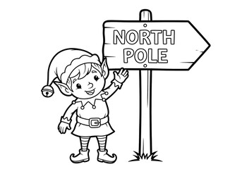 Christmas Elf at the North Pole Sign