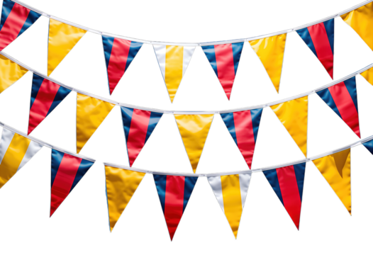 Colorful triangular bunting flags in red yellow blue white pattern - Powered by Adobe