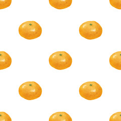 Mandarin seamless pattern. Flesh fruits pattern illustration for wrapping paper, textile prints, banners, backgrounds.