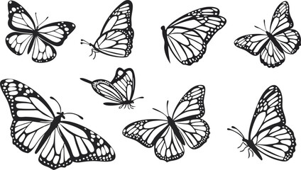 Elegant butterfly swarm, a symbol of transformation and beauty, perfect for nature designs, spring themes, or delicate branding, originally a vector graphic