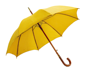 Yellow umbrella, open, angled