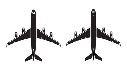 Two airplane icons flat vector illustration isolated on white background for travel and transportation design