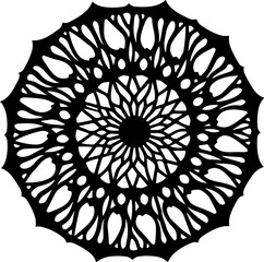 Symmetrical Decorative Mandala Pattern in Black and White