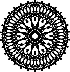 Symmetrical Decorative Mandala Pattern in Black and White