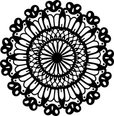 Symmetrical Decorative Mandala Pattern in Black and White