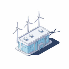 Isometric 3D Wind Power Plant Control Center Vector