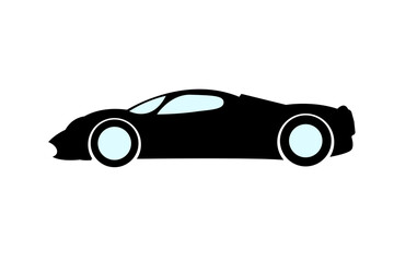 Sleek black sports car silhouette design, embodying speed, luxury, and modern automotive style, ideal for dynamic branding and high-performance graphic applications