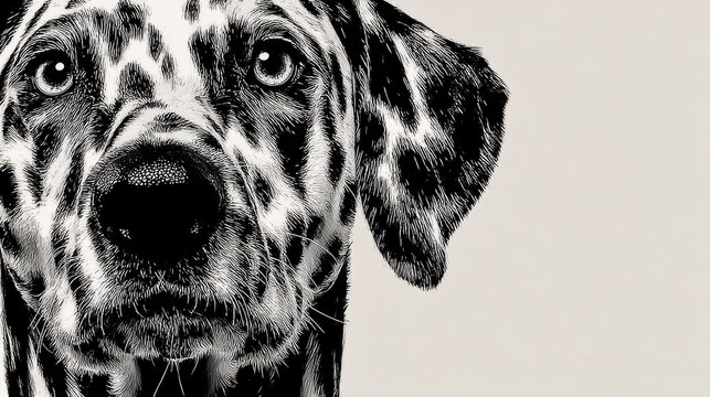 Detailed Illustration of a Dalmatian Dog on a Light Background