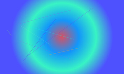 Abstract radial gradient with intersecting thin lines in vibrant blue and green tones