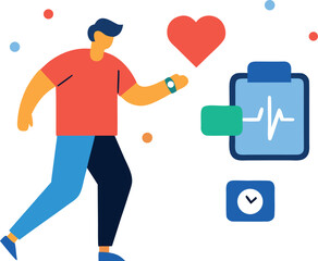 Person monitoring heart rate on smartwatch health data