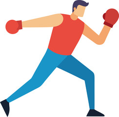 Dynamic illustration of a man training in boxing with punching bag