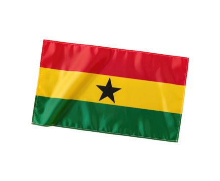 Ghana National Flag with Wavy Texture Isolated on Transparent Background - Powered by Adobe