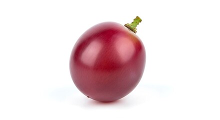 Single Red Grape with Stem Isolated on White Background.