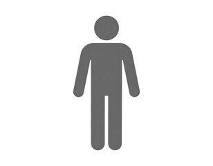 Obraz premium A simple illustration of a human figure in a solid, gray color, with arms outstretched, standing against a stark white background