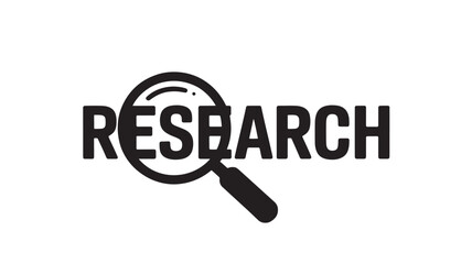 Research concept with magnifying glass vector illustration for business analysis isolated on white background