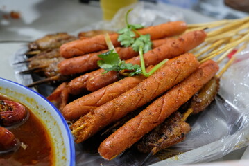Grilled spicy sausage BBQ