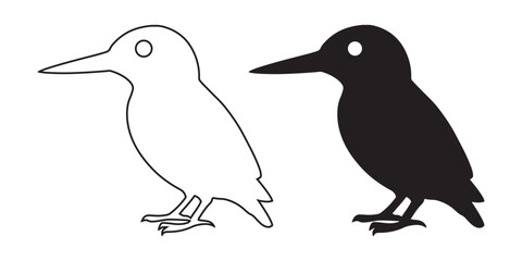Bird Icon Vector. Minimalist Outline and Filled Silhouettes for Nature, Wildlife, and UI Design Themes.