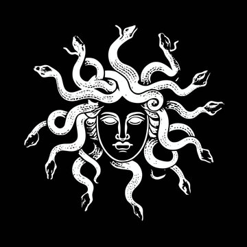 Stylized medusa illustration graphic artwork of greek mythology figure