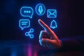 Tap into vibrant social media engagement with glowing neon icons and intuitive design