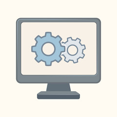 Flat icon of ERP system concept, representing business management and software solutions. Perfect for web, app, and business design. Vector.