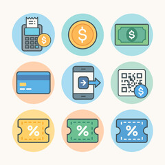 Set of icon business  with ERP system concept, representing business management and software solutions. Perfect for web, app, and business design. Vector