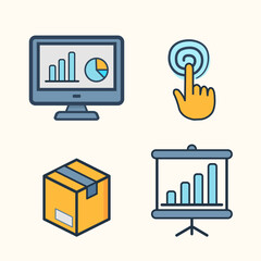 Icon business of store with ERP system concept, representing business management and software solutions. Perfect for web, app, and business design. Vector