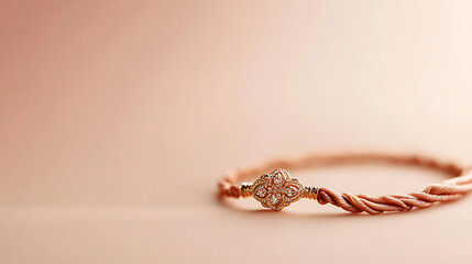 A luxurious rose gold bracelet with a diamond floral centerpiece sparkles against a delicate blush background, radiating timeless elegance and sophistication, ideal for everyday glamour.