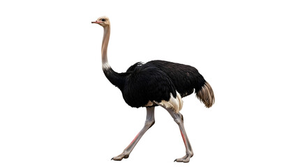 Full body view of an ostrich standing isolated on transparent background