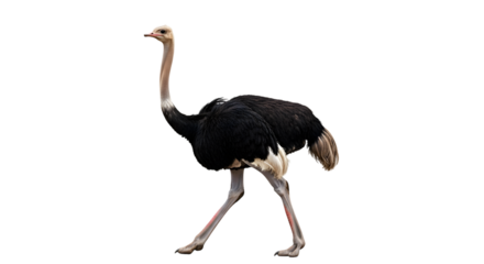 Full body view of an ostrich standing isolated on transparent background