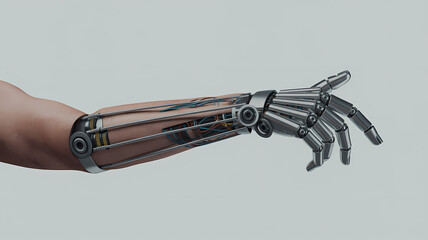 Futuristic bionic arm showcasing advanced prosthetic technology and intricate internal mechanics
