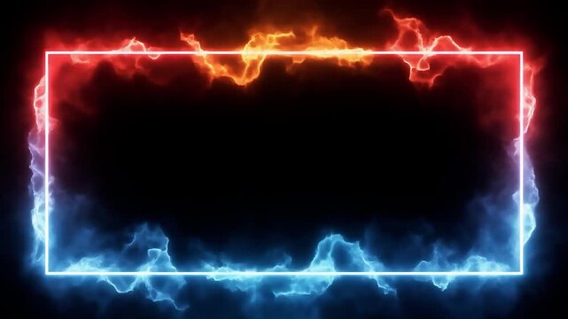 Dynamic glowing energy border with red and blue lightning effects