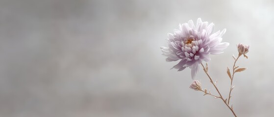 Delicate Blooms of Soft Purple Flower Against a Subtle Gray Background in Gentle Light