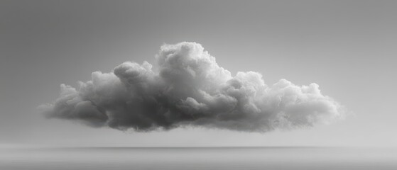 Dramatic Black and White Cloud Over Calm Ocean Horizon in Minimalist Atmospheric Scene
