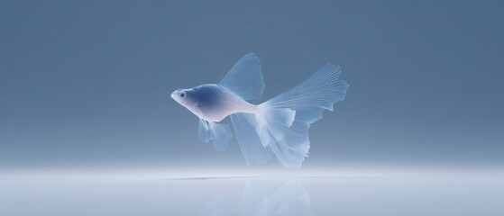 Elegant Betta Fish Swimming Gracefully in Tranquil Blue Environment with Soft Lighting