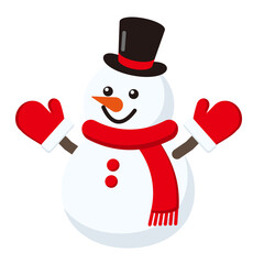 帽子をかぶった雪だるまのイラスト